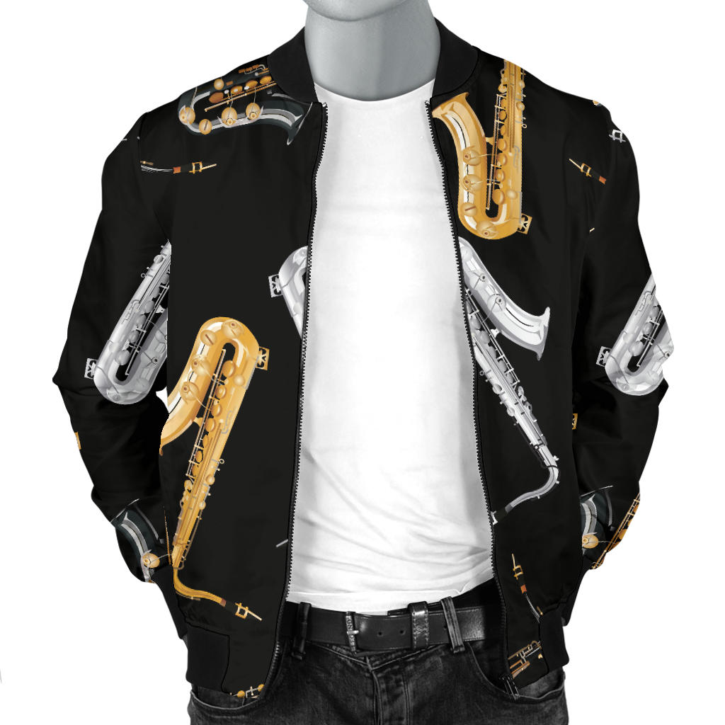 Saxophone Pattern Print Design 01 Men Bomber Jacket