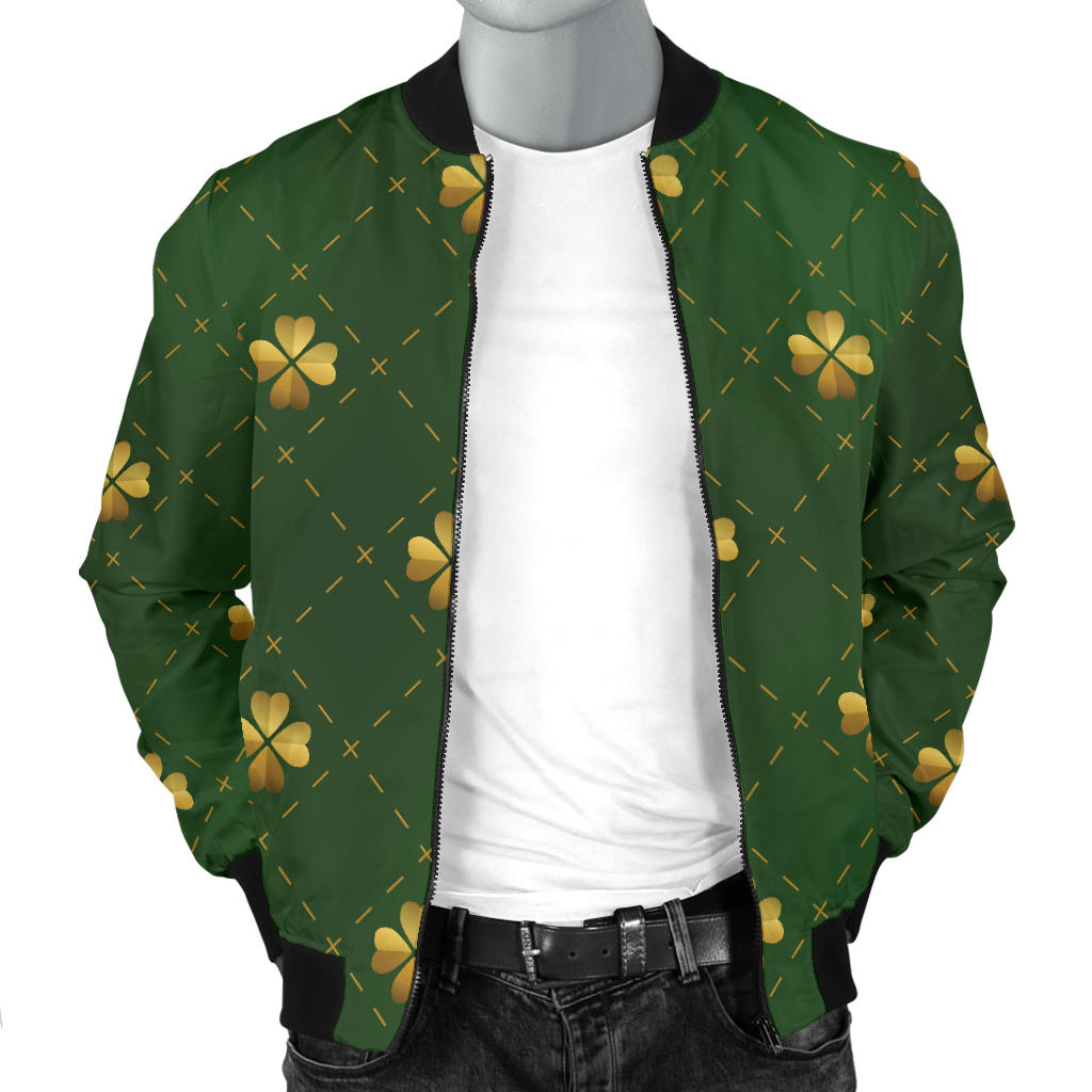 Clover Pattern Print Design 01 Men Bomber Jacket