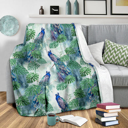 Peacock Pattern Print Design A02 Premium Blanket