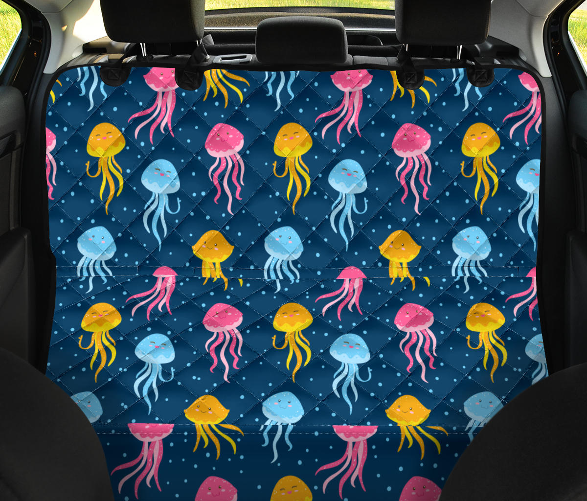 Jellyfish Pattern Print Design 04 Rear Dog Car Seat Cover Hammock