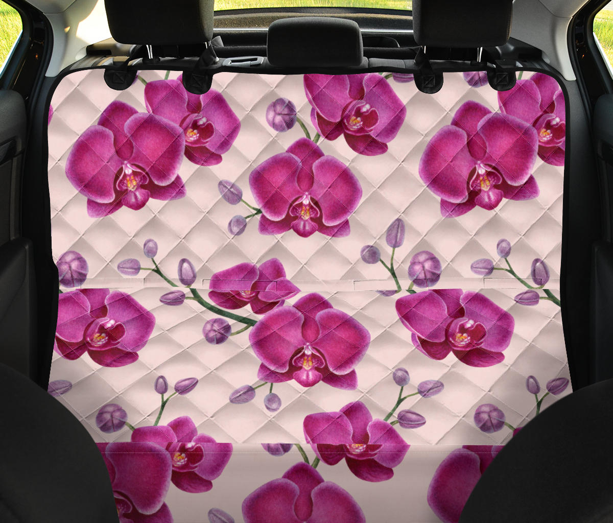 Orchid Pattern Print Design A02 Rear Dog Car Seat Cover Hammock
