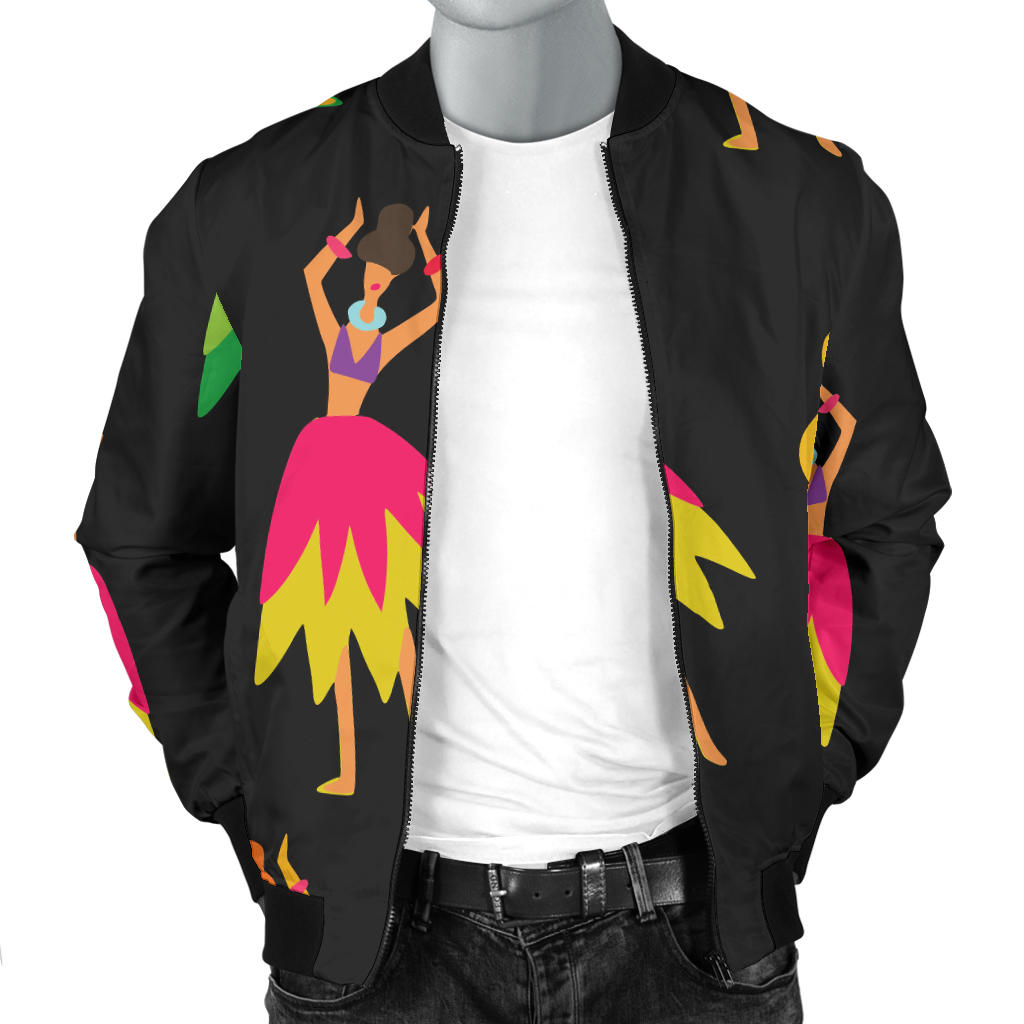 Hula Dancers Hawaiian Girl Pattern Print Design 03 Men Bomber Jacket