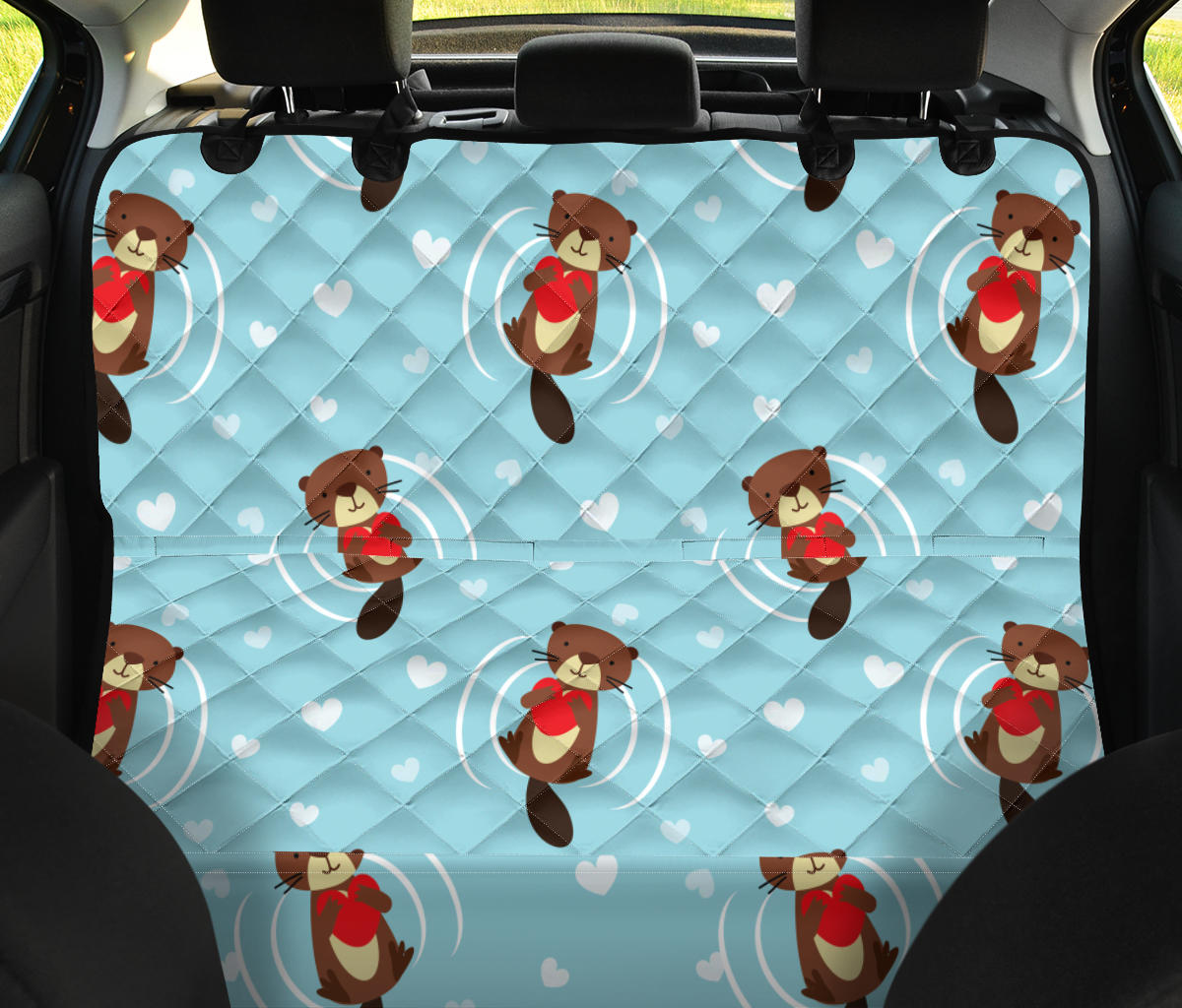 Sea Otter Cute Pattern Print Design 04 Rear Dog Car Seat Cover Hammock