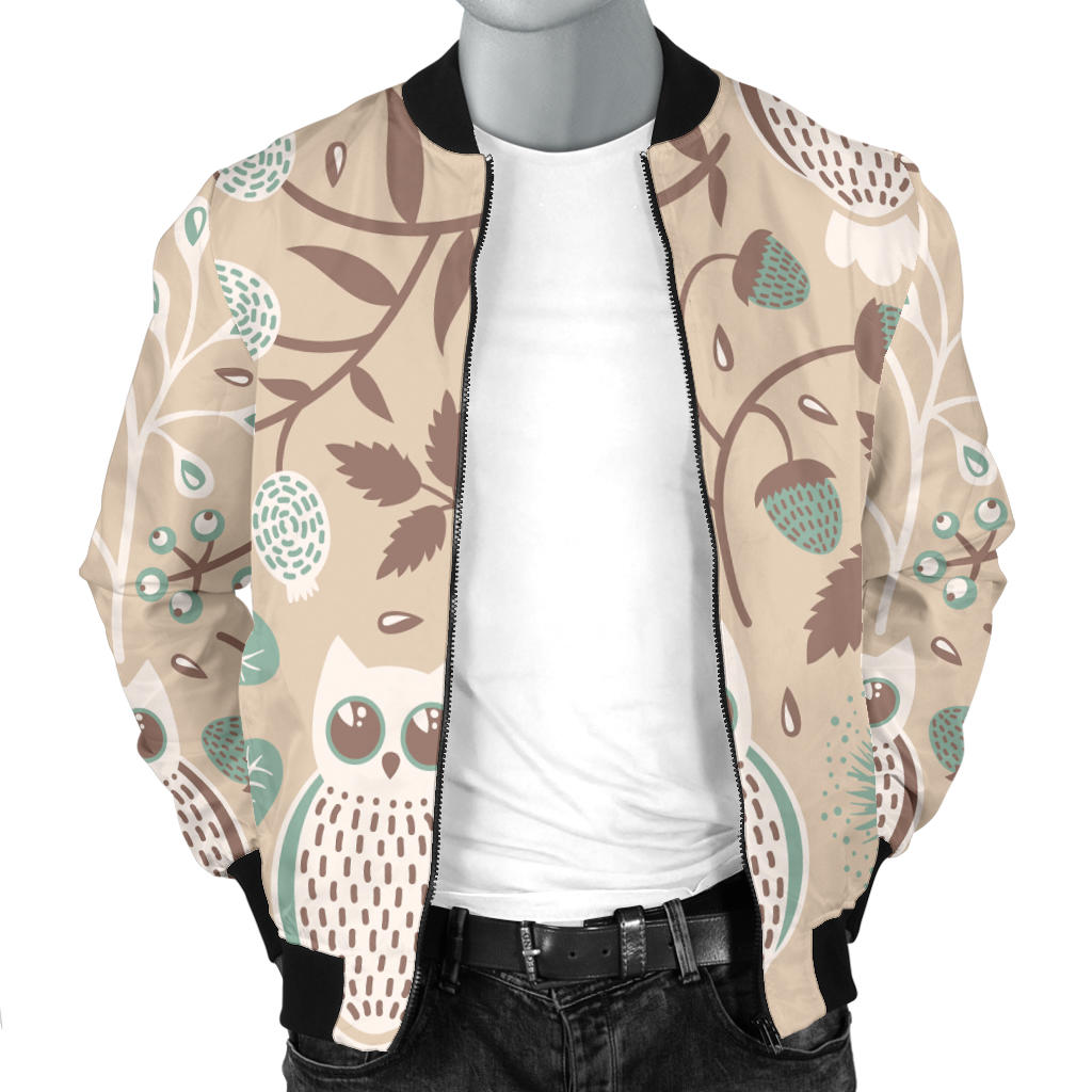 Owl Pattern Print Design A02 Men Bomber Jacket