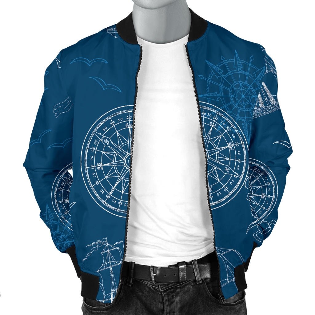 Nautical Pattern Print Design A04 Men Bomber Jacket