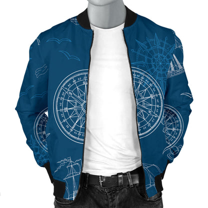 Nautical Pattern Print Design A04 Men Bomber Jacket