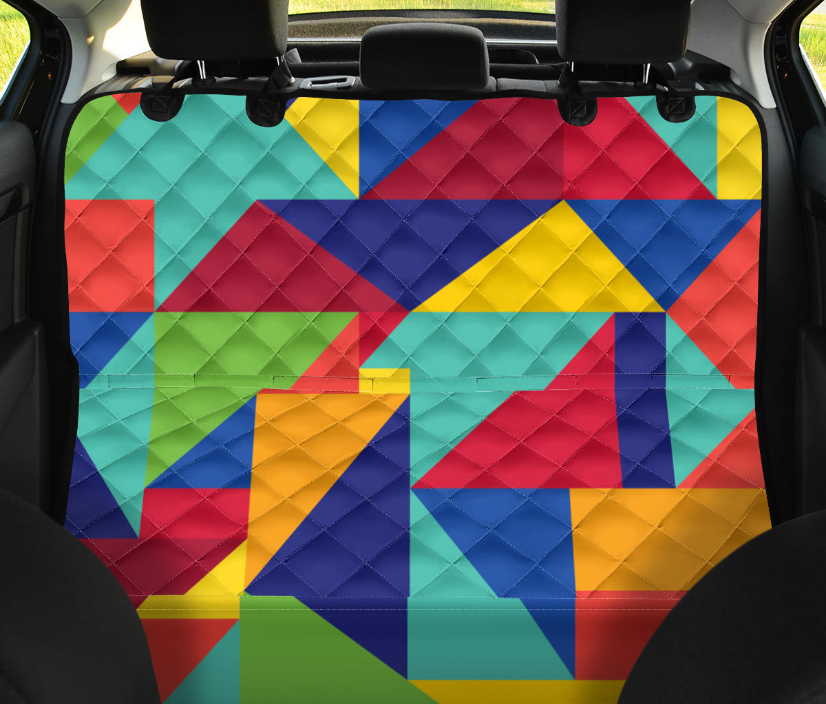 Mosaic Pattern Print Design 01 Rear Dog Car Seat Cover Hammock