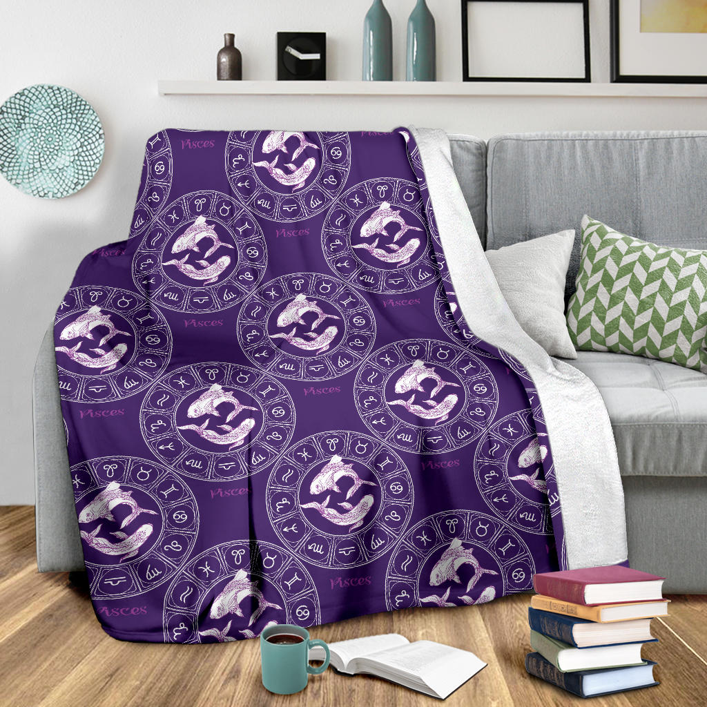 Pisces Pattern Print Design A02 Premium Blanket