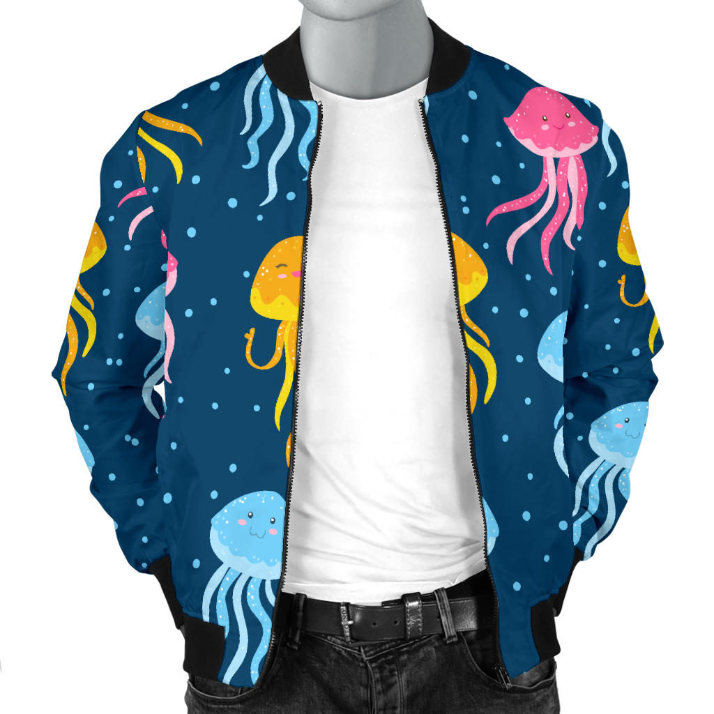 Jellyfish Pattern Print Design 04 Men Bomber Jacket