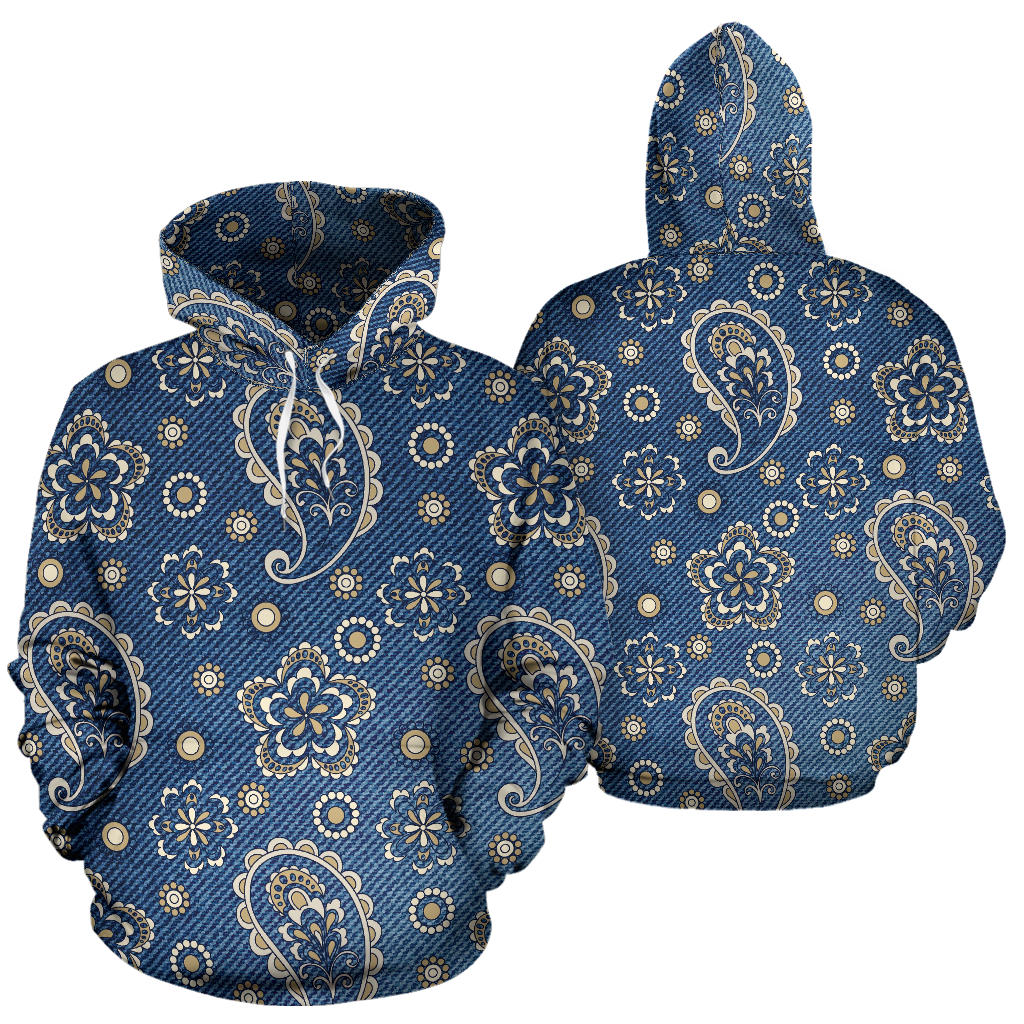 Jean Paisley Pattern Print Design 01 Pullover Hoodie