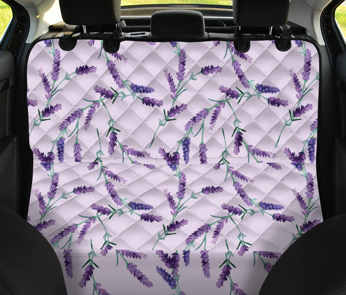 Lavender Pattern Print Design 02 Rear Dog Car Seat Cover Hammock