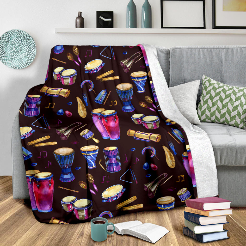 Percussion Neon Pattern Print Design 04 Premium Blanket