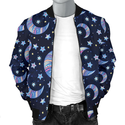 Celestial Moon Pattern Print Design 03 Men Bomber Jacket