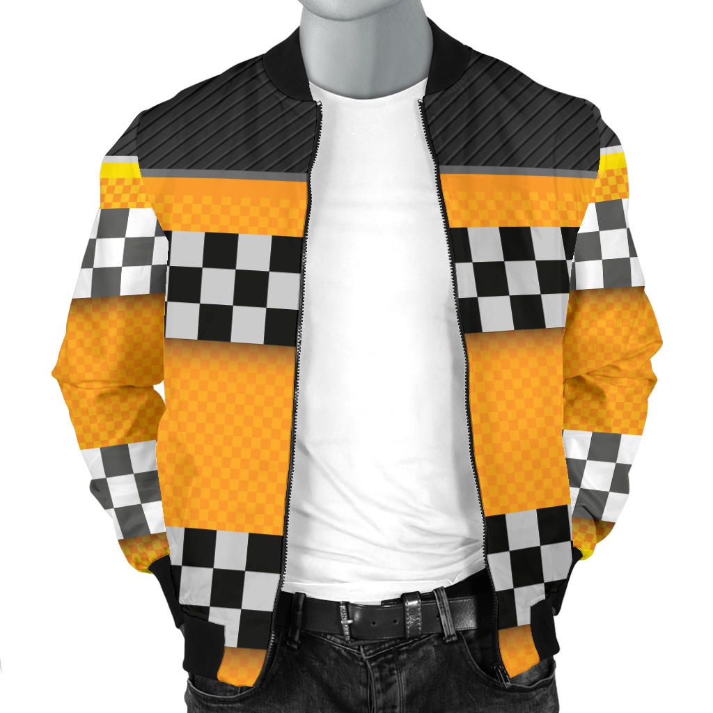 Checkered Pattern Print Design 01 Men Bomber Jacket