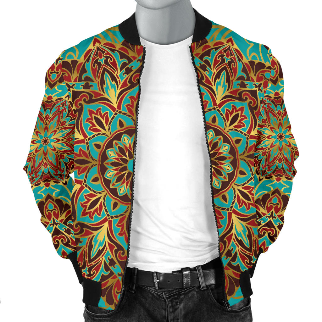 Medallion Pattern Print Design 02 Men Bomber Jacket