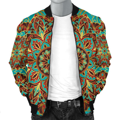 Medallion Pattern Print Design 02 Men Bomber Jacket