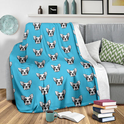 Boston Terrier Pattern Print Design 01 Premium Blanket
