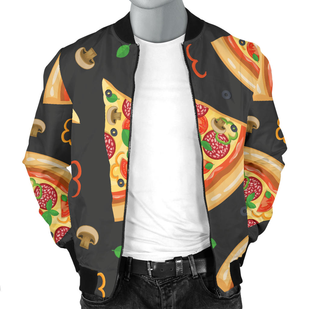 Pizza Pattern Print Design A02 Men Bomber Jacket