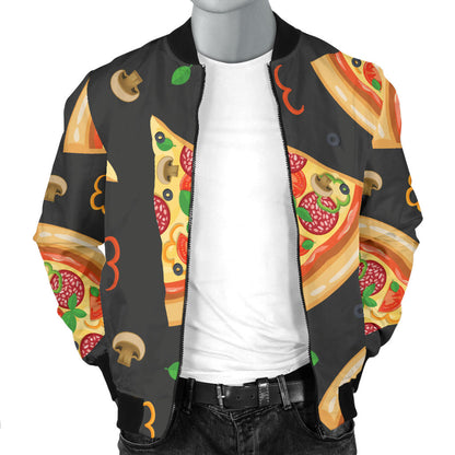 Pizza Pattern Print Design A02 Men Bomber Jacket