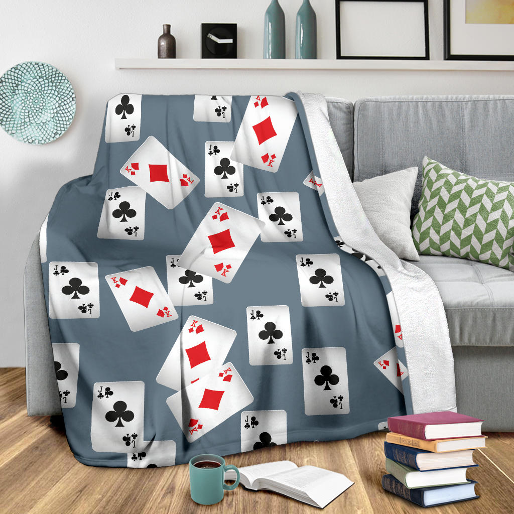 Poker Cards Pattern Print Design A05 Premium Blanket