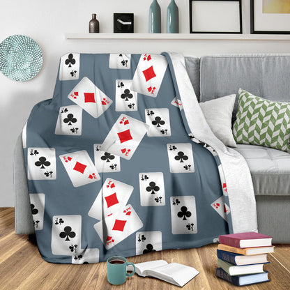 Poker Cards Pattern Print Design A05 Premium Blanket