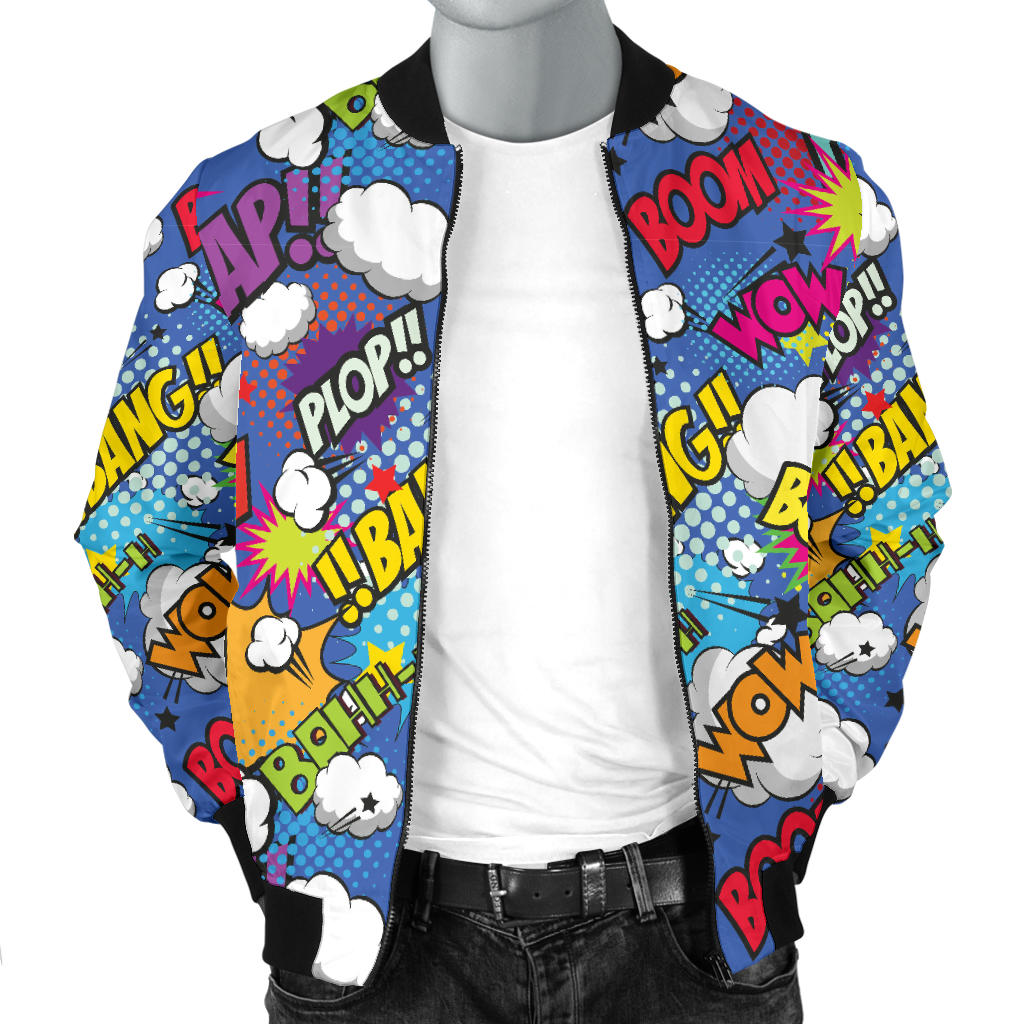 Comic Book Pattern Print Design 02 Men Bomber Jacket
