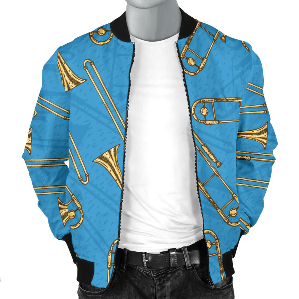 Trombone Pattern Print Design 01 Men Bomber Jacket