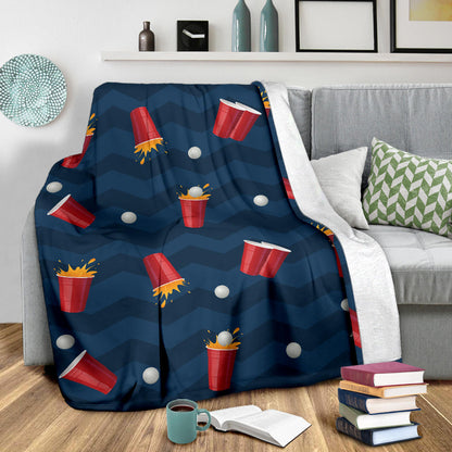 Beer Pong Pattern Print Design 01 Premium Blanket