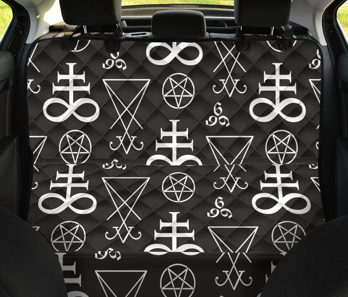 Pentagram Pattern Print Design A04 Rear Dog Car Seat Cover Hammock