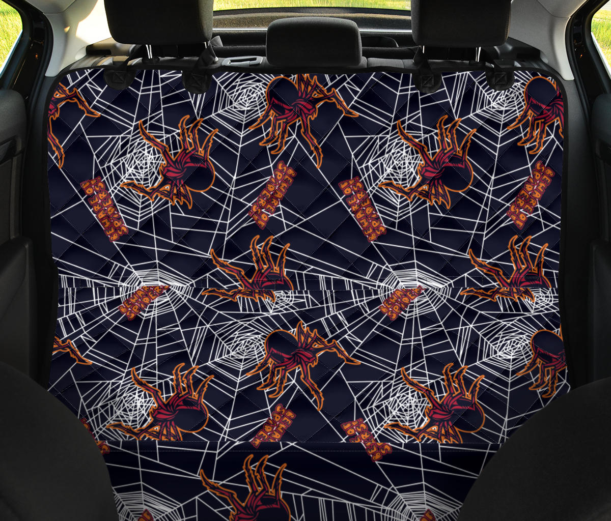 Tarantula Spiderwebs Pattern Print Design 01 Rear Dog Car Seat Cover Hammock