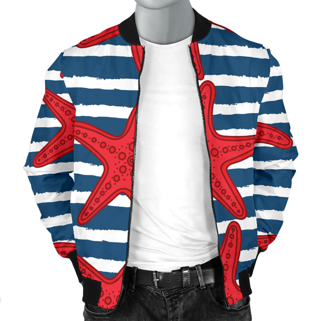 Starfish Red Pattern Print Design 02 Men Bomber Jacket