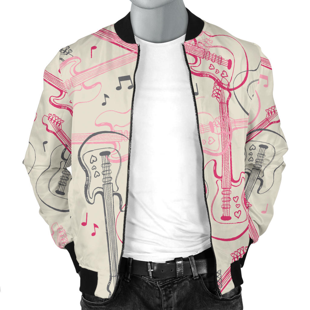 Bass Guitar Pattern Print Design 02 Men Bomber Jacket