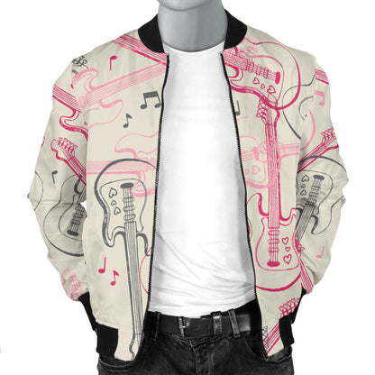 Bass Guitar Pattern Print Design 02 Men Bomber Jacket