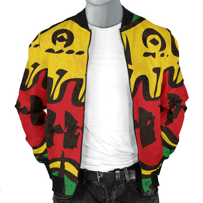 Rasta Pattern Print Design A01 Men Bomber Jacket