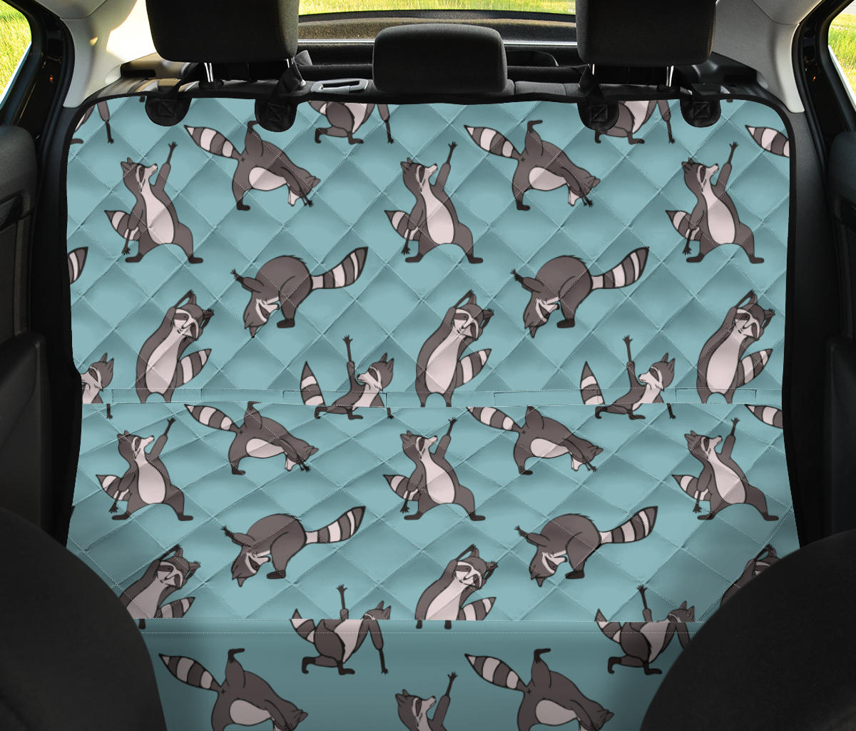 Raccoon Pattern Print Design A07 Rear Dog Car Seat Cover Hammock