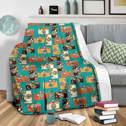 Camera Pattern Print Design 02 Premium Blanket