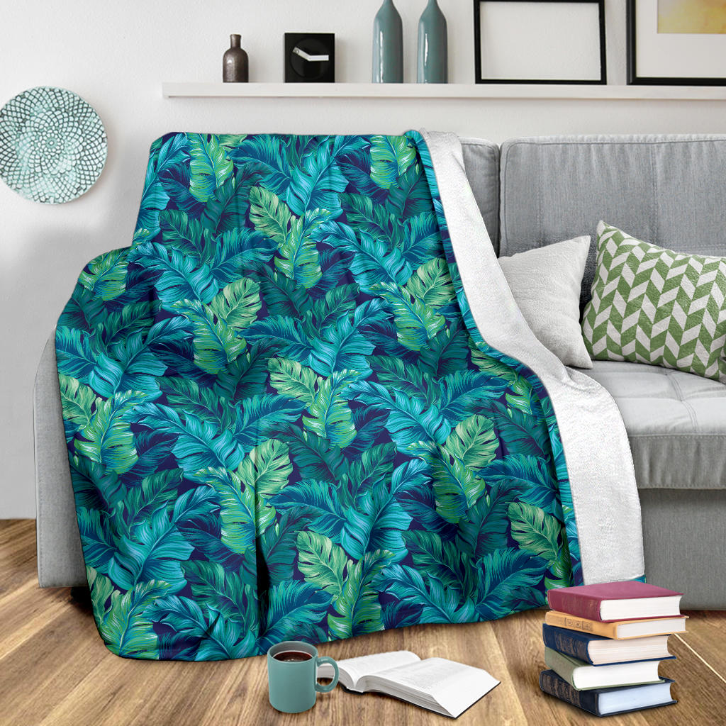 Banana Leaf Pattern Print Design 06 Premium Blanket