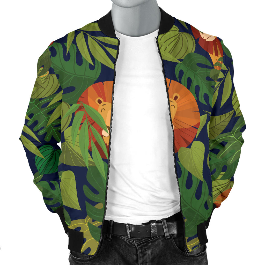 Lion Jungle Pattern Print Design 05 Men Bomber Jacket