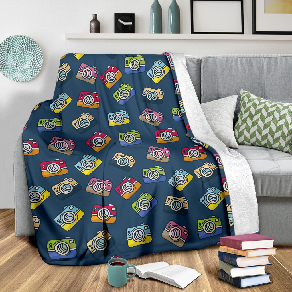 Camera Pattern Print Design 03 Premium Blanket