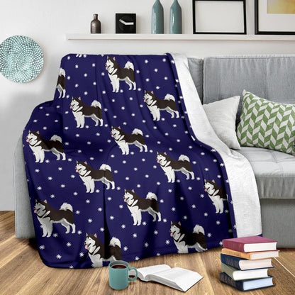 Alaskan Malamute Pattern Print Design 04 Premium Blanket