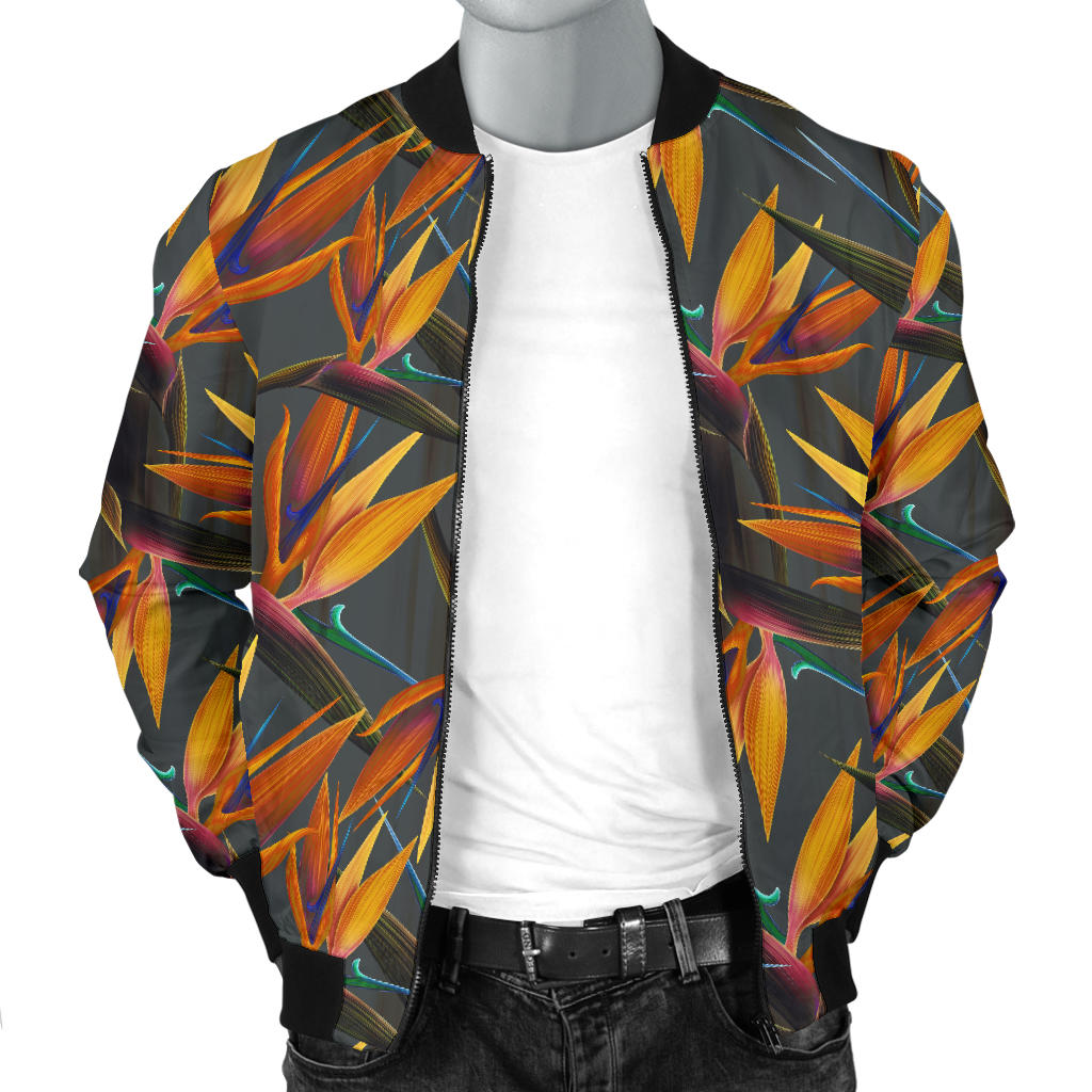 Bird Of Paradise Pattern Print Design 01 Men Bomber Jacket
