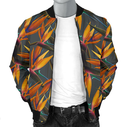 Bird Of Paradise Pattern Print Design 01 Men Bomber Jacket
