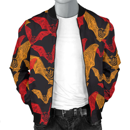 Bat Pattern Print Design 01 Men Bomber Jacket