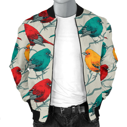 Birds Pattern Print Design 04 Men Bomber Jacket