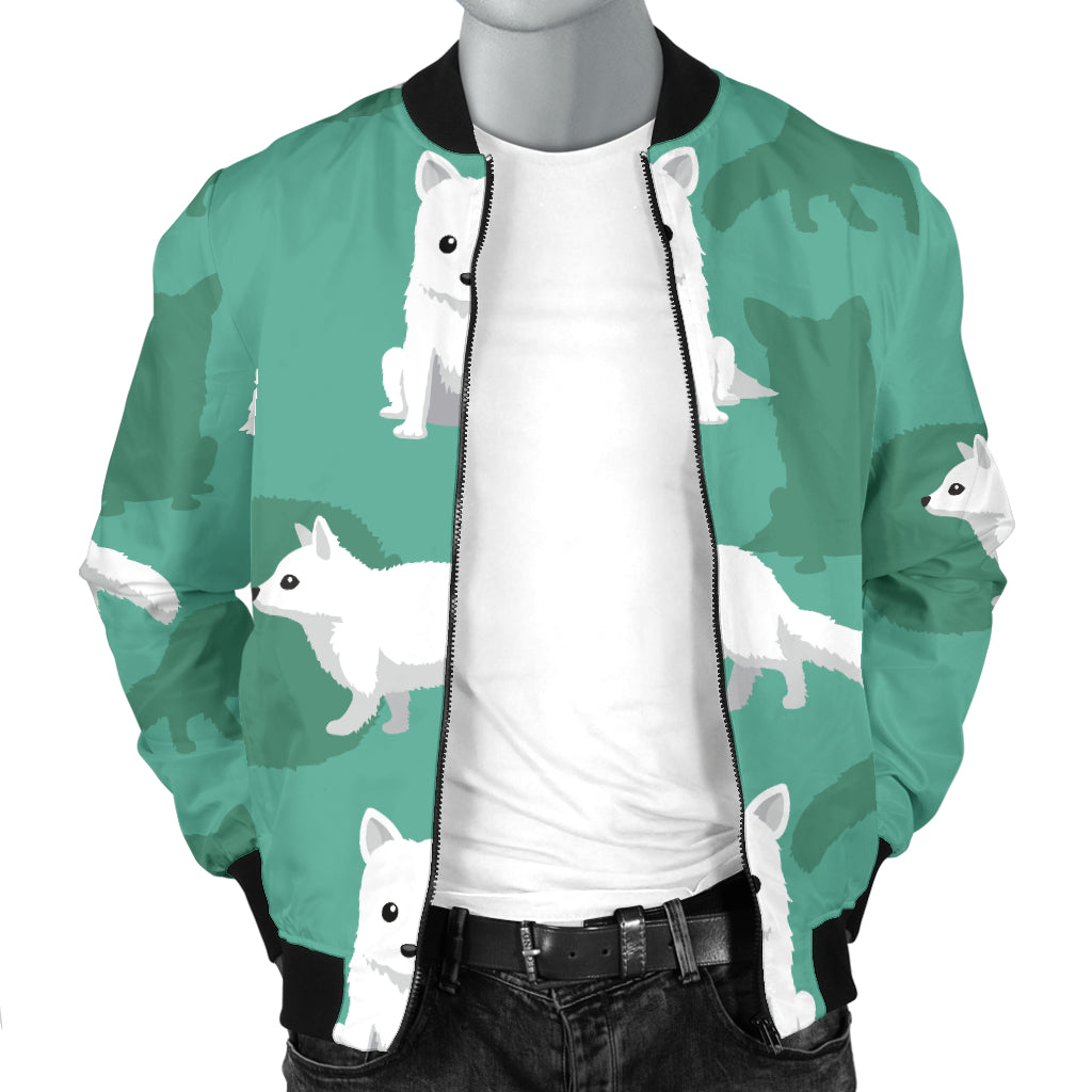 Arctic Fox Pattern Print Design Men Bomber Jacket