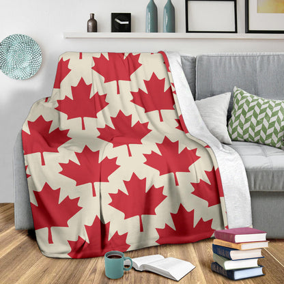 Maple Leaf Pattern Print Design 03 Premium Blanket