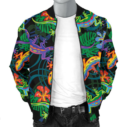 Gecko Colorful Pattern Print Design 01 Men Bomber Jacket