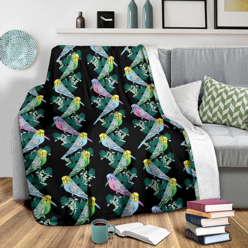 Budgerigar Pattern Print Design 03 Premium Blanket