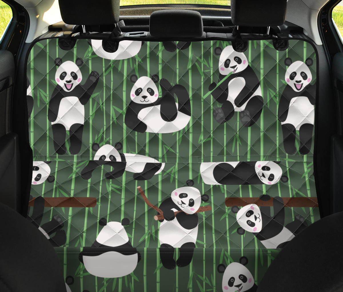 Panda Pattern Print Design A04 Rear Dog Car Seat Cover Hammock
