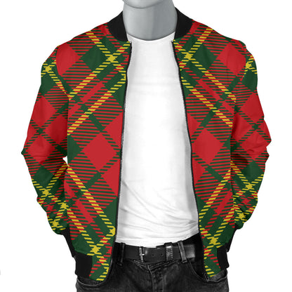 Plaid Holiday Pattern Print Design A01 Men Bomber Jacket